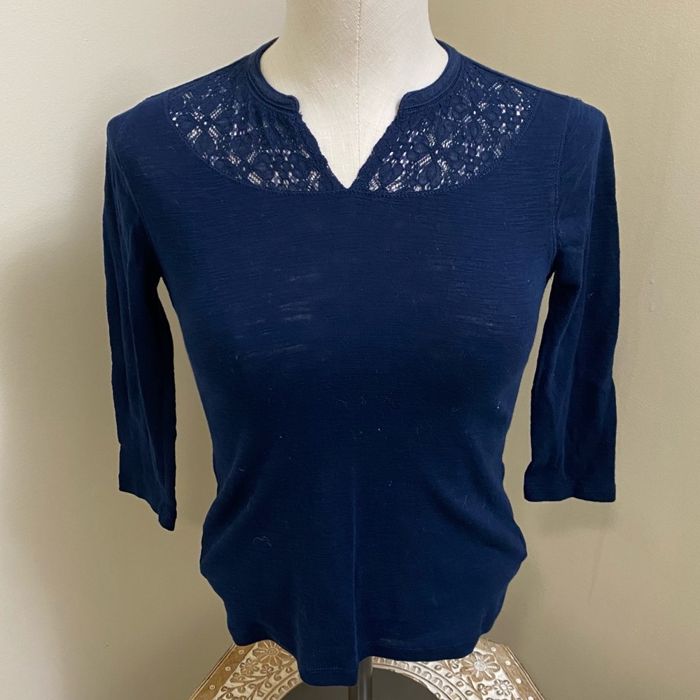 Chaps 3/4 sleeve Dark Navy Top